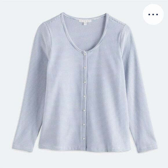 Design History Tops - Design History Women's M Blue Striped Long Sleeve Button-Up Top